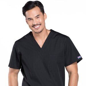 Cherokee Workwear Originals Unisex V-Neck Top #4876 Black